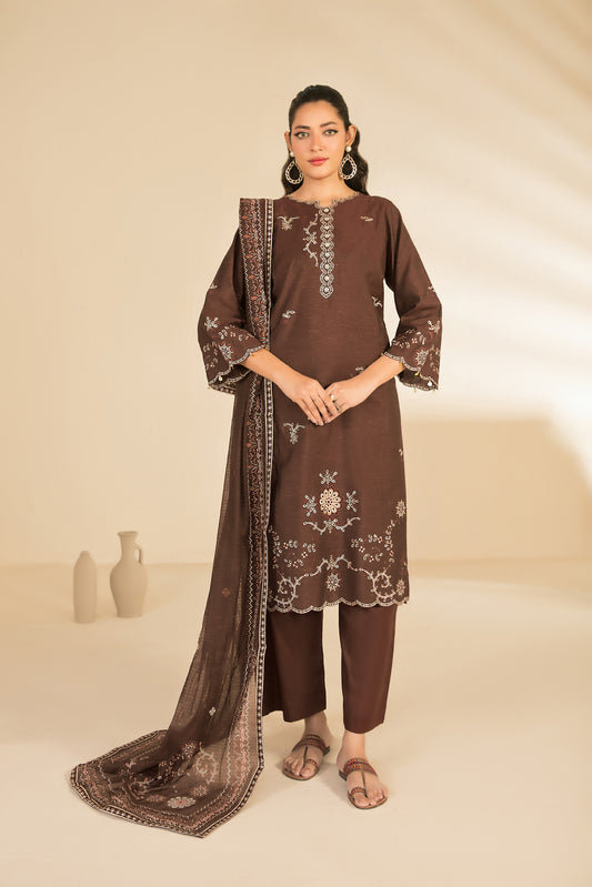 NAHIA 3pcs Stitched Emb Khadi [D-2814]