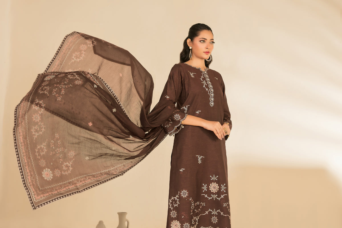 NAHIA 3pcs Stitched Emb Khadi [D-2814]