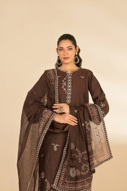 NAHIA 3pcs Stitched Emb Khadi [D-2814]