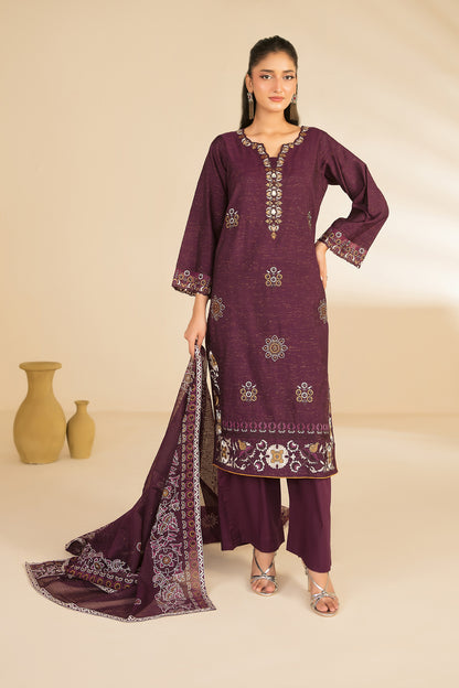 NAHIA 3pcs Stitched Emb Khadi [D-2812]