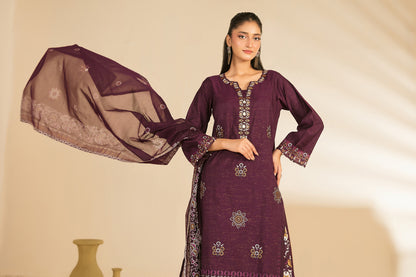 NAHIA 3pcs Stitched Emb Khadi [D-2812]