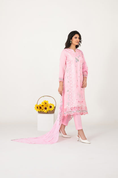 Rubai 3pcs Un-Stitched Emb Slub Lawn [D-3830]