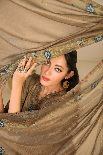 NAHIA 3pcs Stitched Emb Khadi [D-2813]