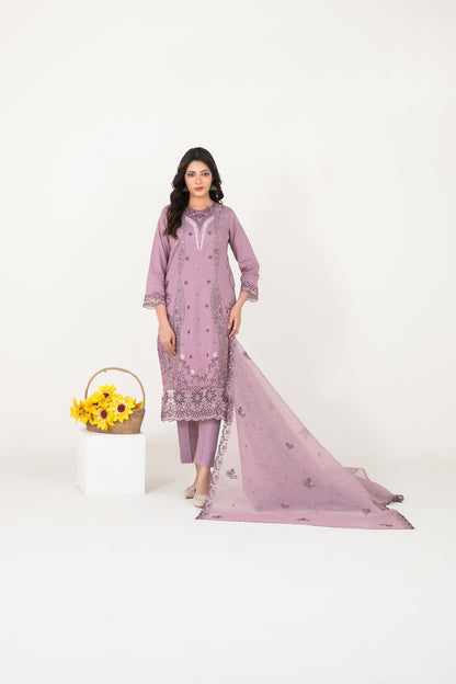 Rubai 3pcs Un-Stitched Emb Slub Lawn [D-3829]