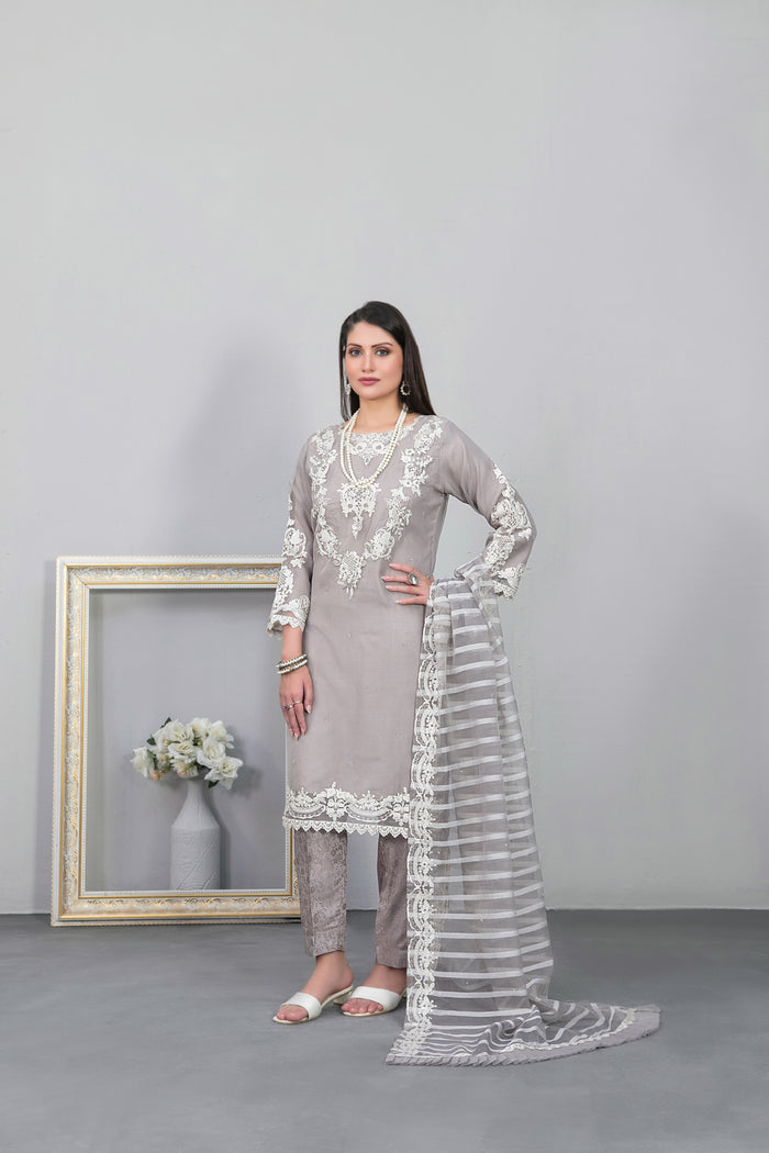 Heeriya 3pcs Stitched luxury Emb Organza [D-9754]
