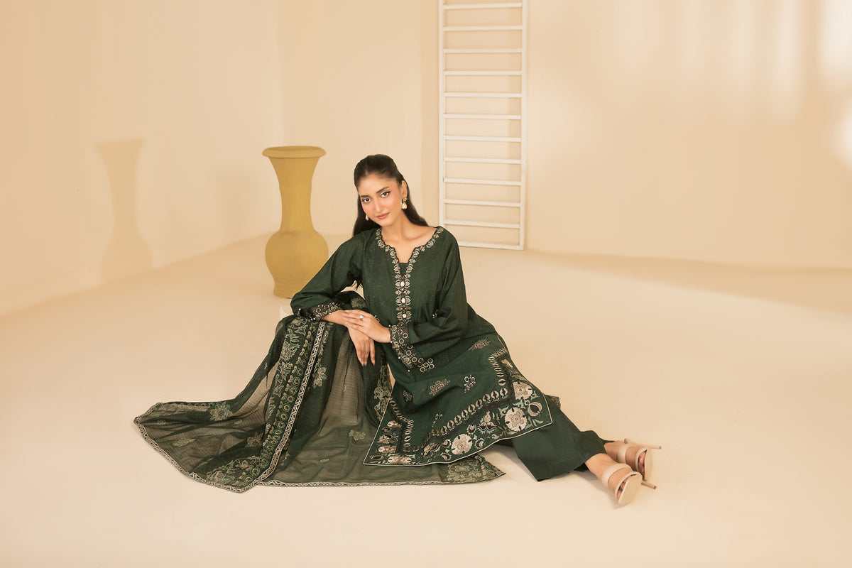 NAHIA 3pcs Stitched Emb Khadi [D-2817]