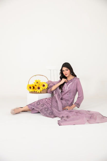 Rubai 3pcs Un-Stitched Emb Slub Lawn [D-3829]