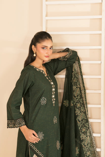 NAHIA 3pcs Stitched Emb Khadi [D-2817]