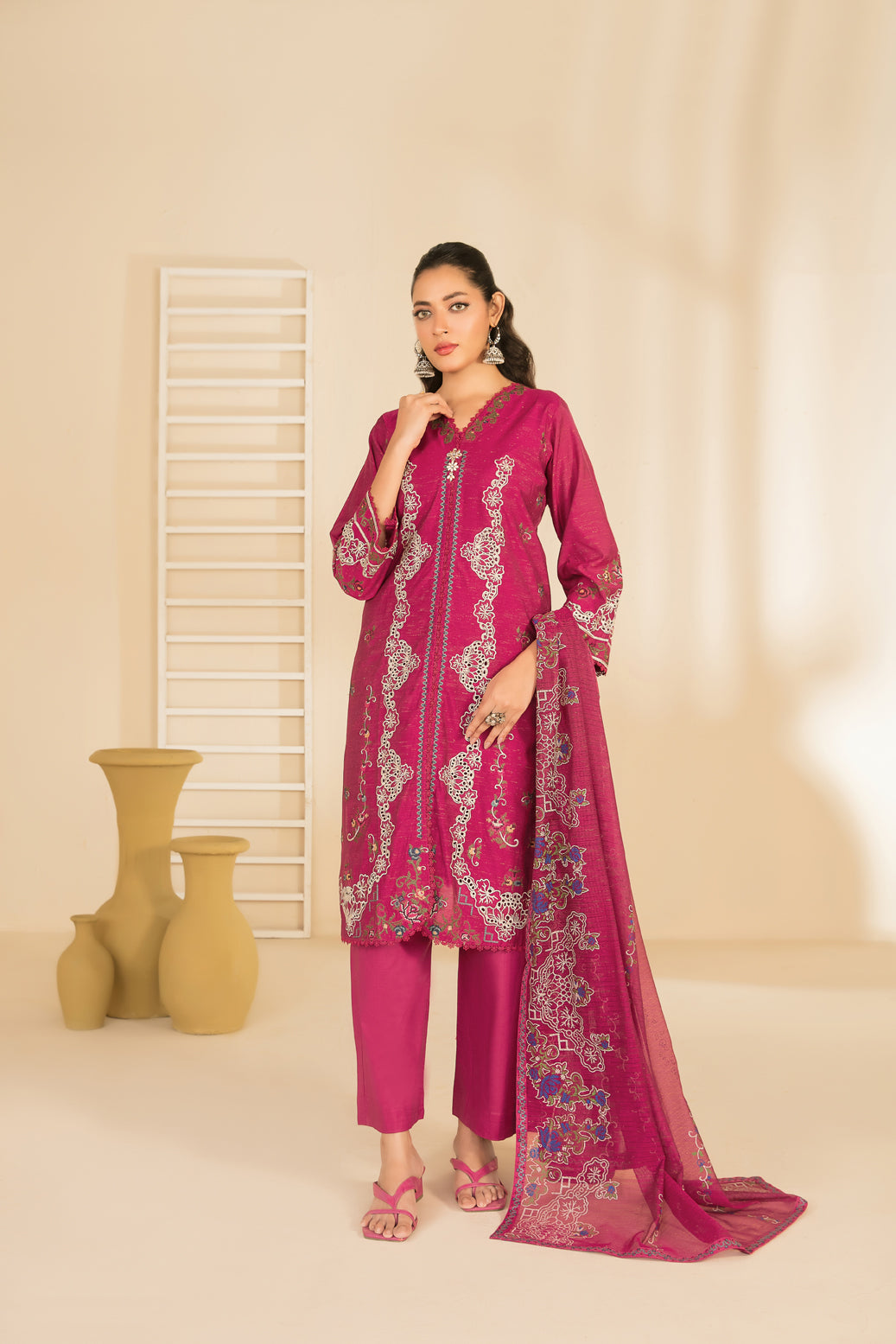 NAHIA 3pcs Stitched Emb Khadi [D-2816]