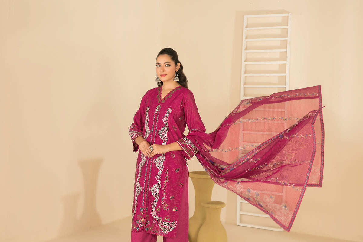 NAHIA 3pcs Stitched Emb Khadi [D-2816]