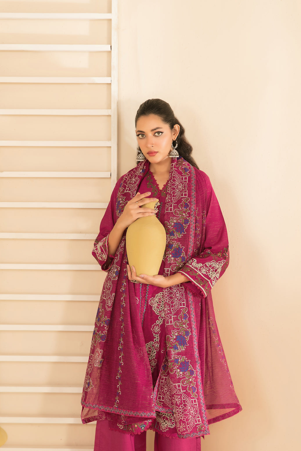 NAHIA 3pcs Stitched Emb Khadi [D-2816]