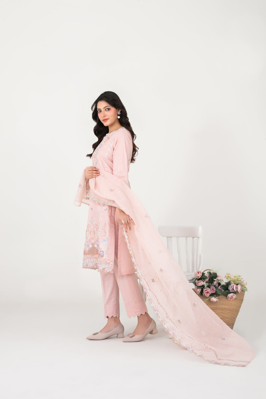 Rubai 3pcs Un-Stitched Emb Slub Lawn [D-3825]