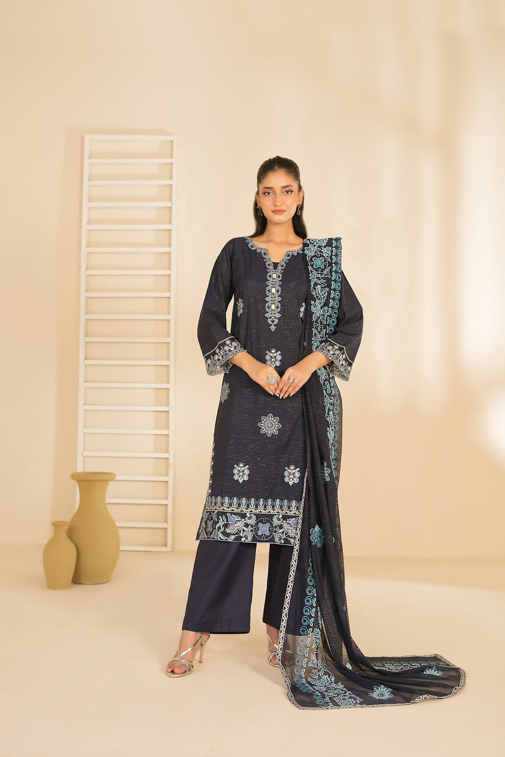 NAHIA 3pcs Stitched Emb Khadi [D-2811]