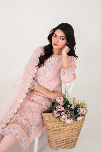 Rubai 3pcs Un-Stitched Emb Slub Lawn [D-3825]