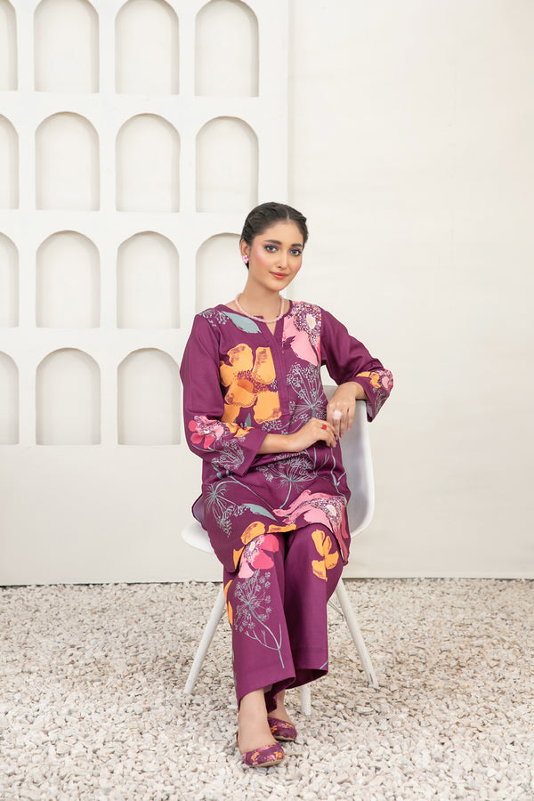 Muberra - Stitched Digital Printed Pashmina Twill with Khussa Collection 2024 - TF-D-3822