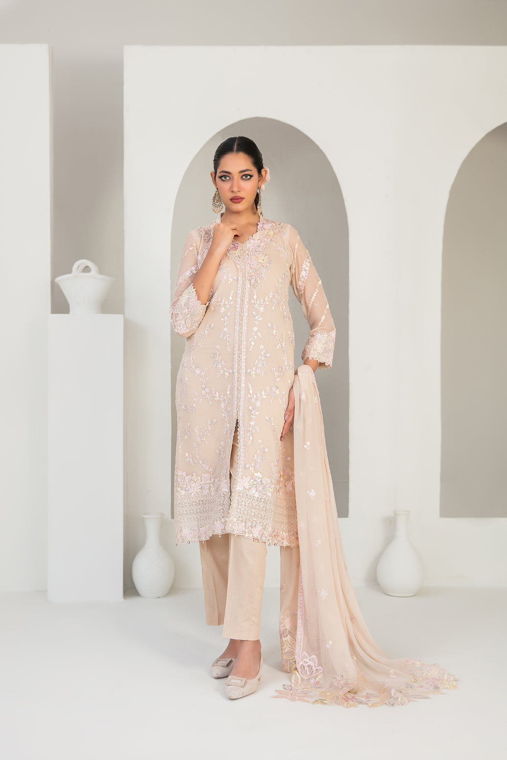 EK NAYI DASTAAN V1 3pcs Semi-Stitched Fancy Emb Chiffon [D-4757]