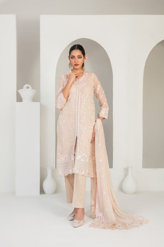 EK NAYI DASTAAN V1 3pcs Semi-Stitched Fancy Emb Chiffon [D-4757]