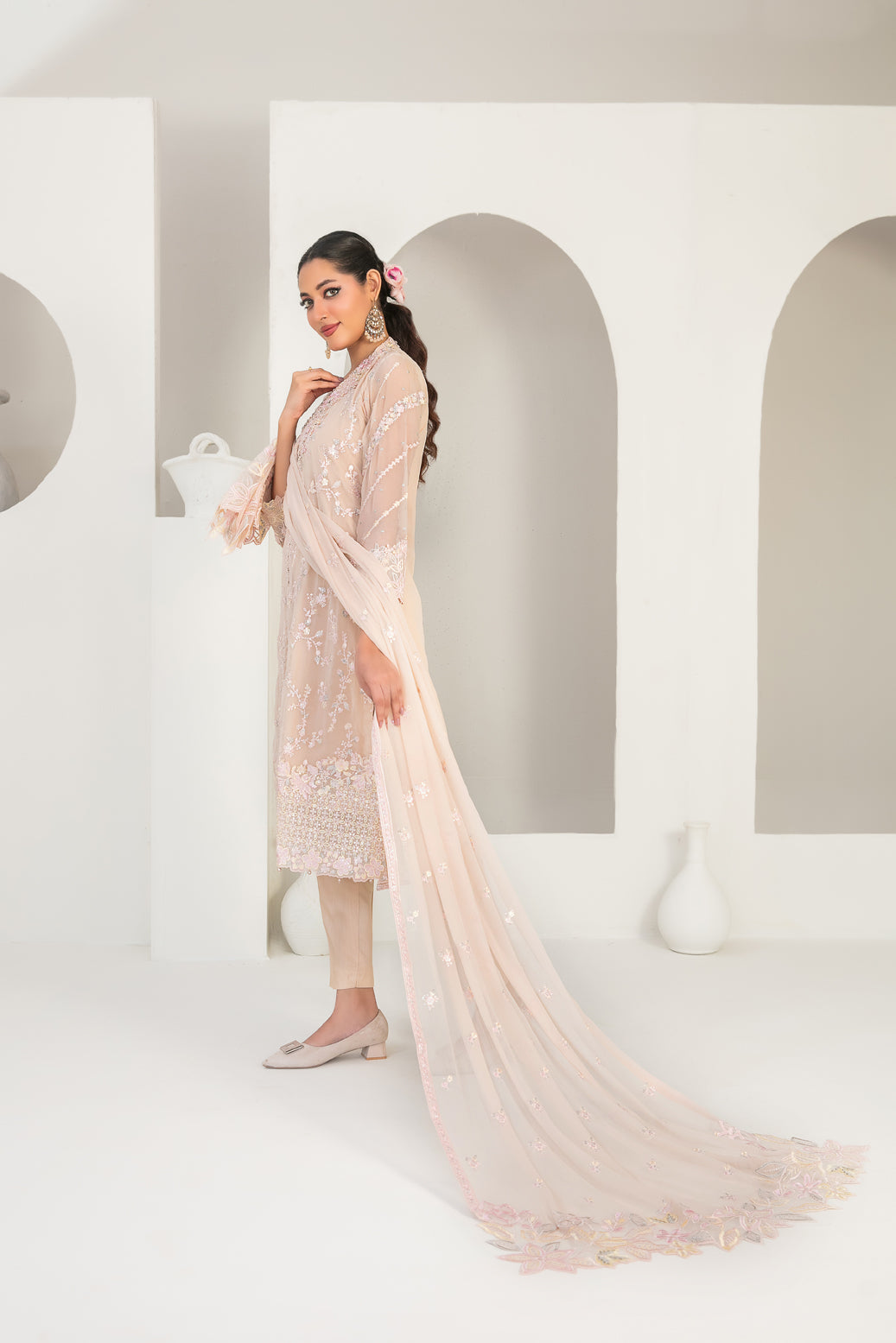 EK NAYI DASTAAN V1 3pcs Semi-Stitched Fancy Emb Chiffon [D-4757]