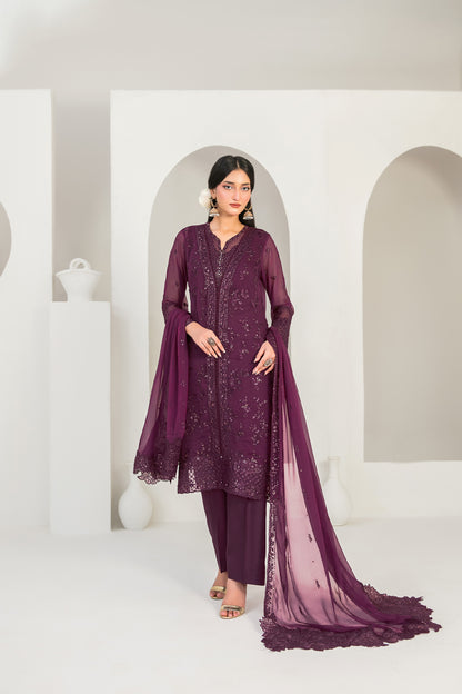 EK NAYI DASTAAN V1 3pcs Semi-Stitched Fancy Emb Chiffon [D-4761]