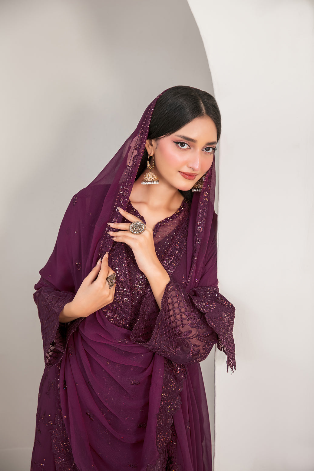 EK NAYI DASTAAN V1 3pcs Semi-Stitched Fancy Emb Chiffon [D-4761]