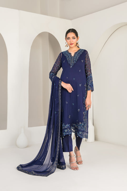 EK NAYI DASTAAN V1 3pcs Semi-Stitched Fancy Emb Chiffon [D-4764]