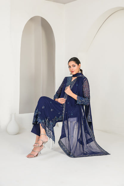 EK NAYI DASTAAN V1 3pcs Semi-Stitched Fancy Emb Chiffon [D-4764]