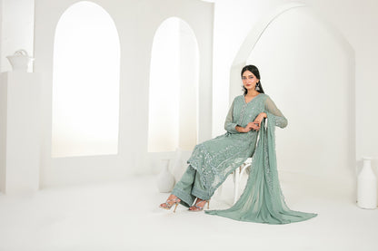 EK NAYI DASTAAN V1 3pcs Semi-Stitched Fancy Emb Chiffon [D-4763]