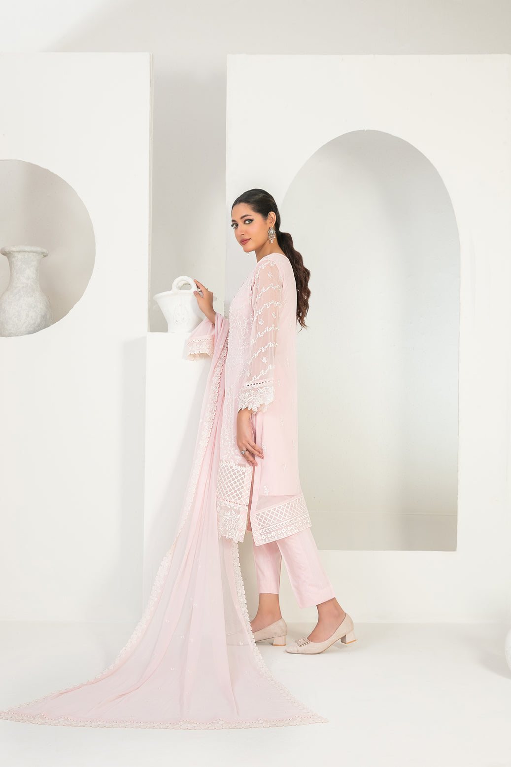 EK NAYI DASTAAN V1 3pcs Semi-Stitched Fancy Emb Chiffon [D-4756]