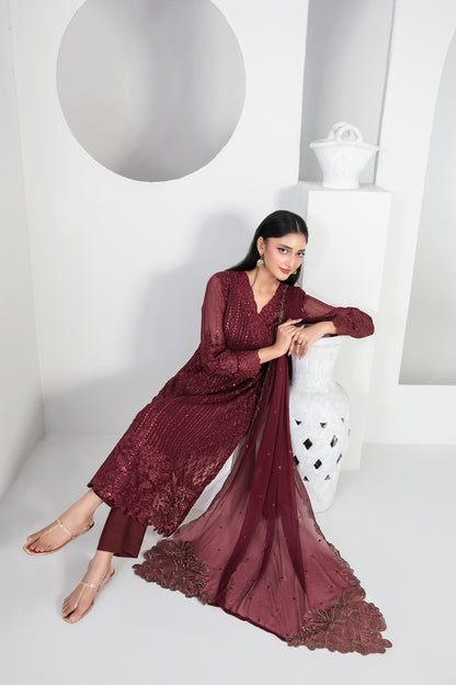 EK NAYI DASTAAN Vol 2 3pcs Semi-Stitched Fancy Emb Chiffon [D-4758]