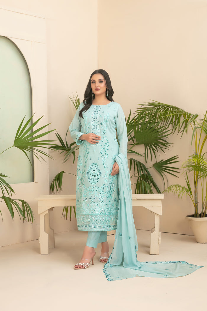 Mihrimia 3pcs Un-Stitched Emb Lawn [D-1730]