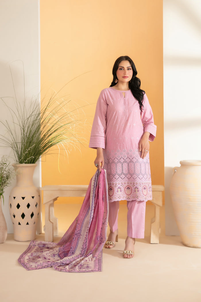 Dinara 3pcs Stitched Emb Schiffli Lawn [D-2290]