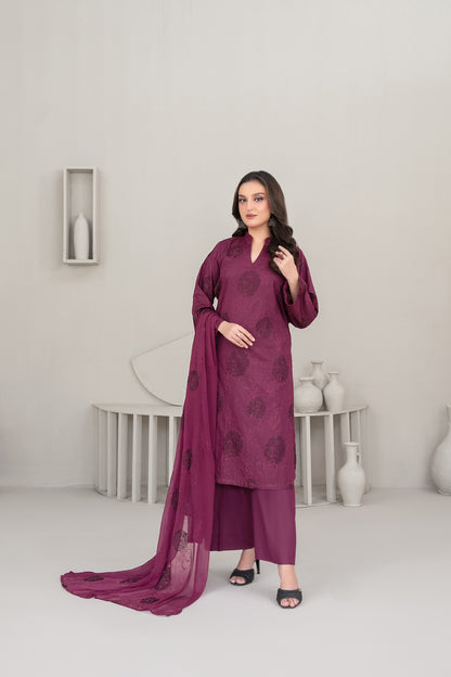 QAREENA 3pcs Un-Stitched Emb Karrandi [D-5270]