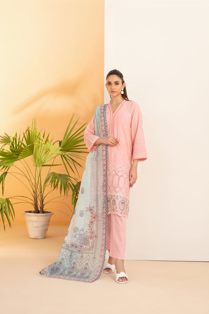 Dinara 3pcs Stitched Emb Schiffli Lawn [D-2287]