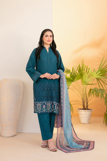 Dinara 3pcs Stitched Emb Schiffli Lawn [D-2284]