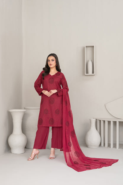 QAREENA 3pcs Un-Stitched Emb Karrandi [D-5263]