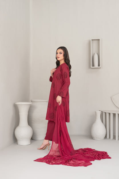 QAREENA 3pcs Un-Stitched Emb Karrandi [D-5263]