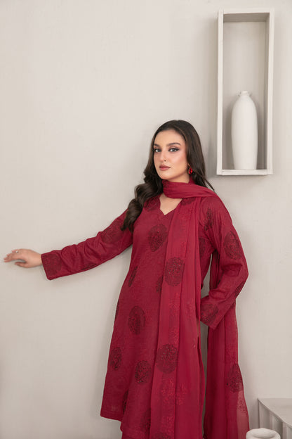 QAREENA 3pcs Un-Stitched Emb Karrandi [D-5263]