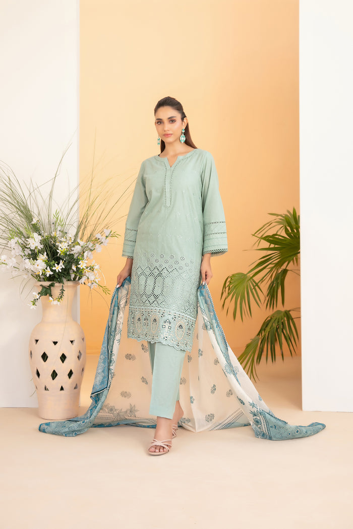 Dinara 3pcs Stitched Emb Schiffli Lawn [D-2292]