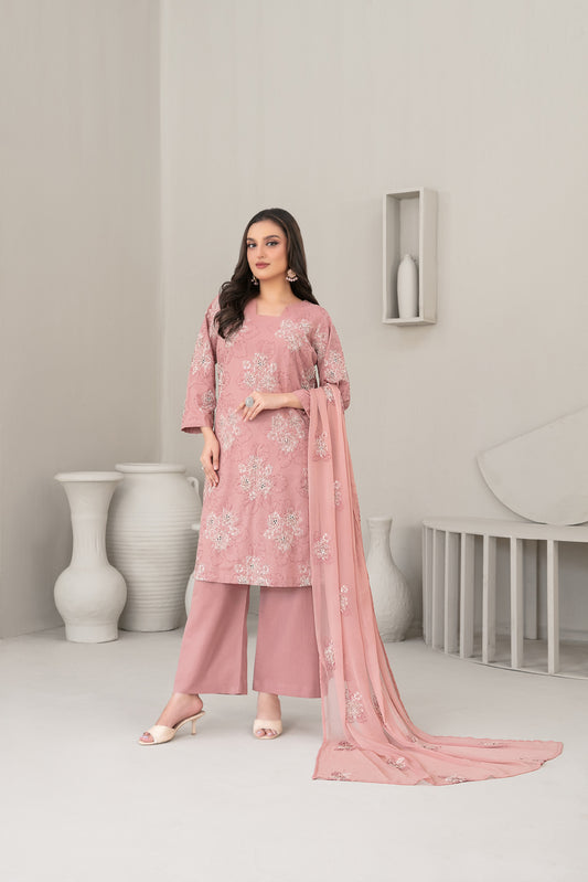 QAREENA 3pcs Un-Stitched Emb Karrandi [D-5268]