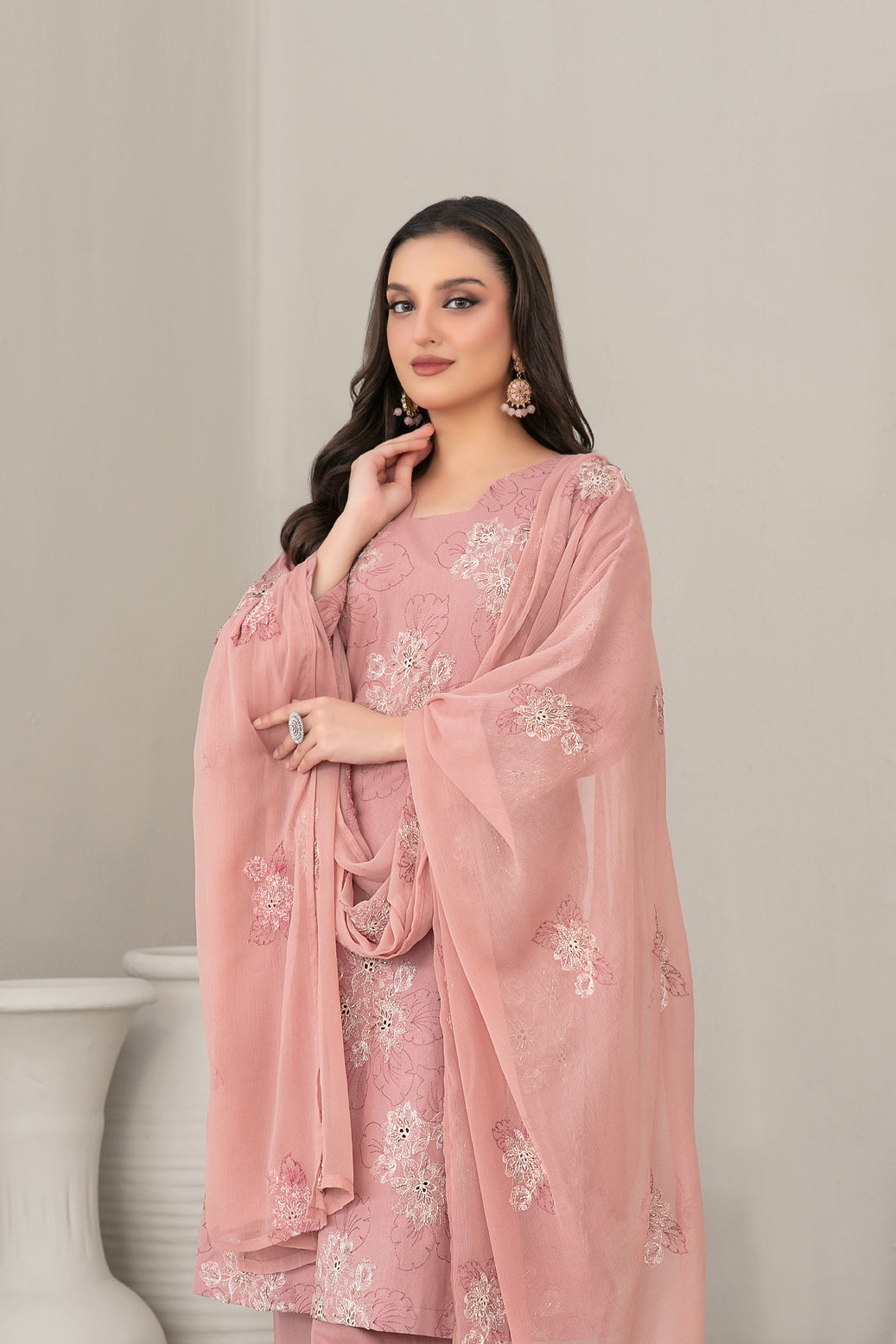 QAREENA 3pcs Un-Stitched Emb Karrandi [D-5268]