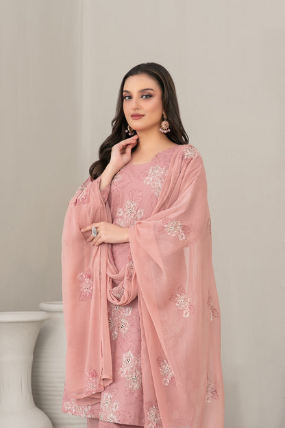 QAREENA 3pcs Un-Stitched Emb Karrandi [D-5268]