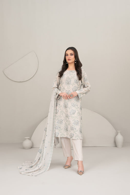 QAREENA 3pcs Un-Stitched Emb Karrandi [D-5266]