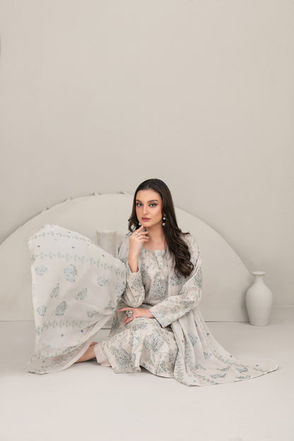 QAREENA 3pcs Un-Stitched Emb Karrandi [D-5266]