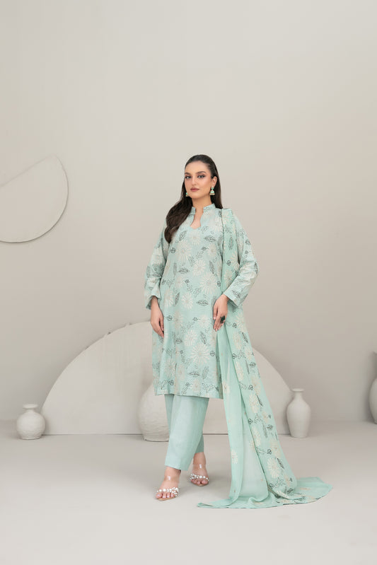 QAREENA 3pcs Un-Stitched Emb Karrandi [D-5262]
