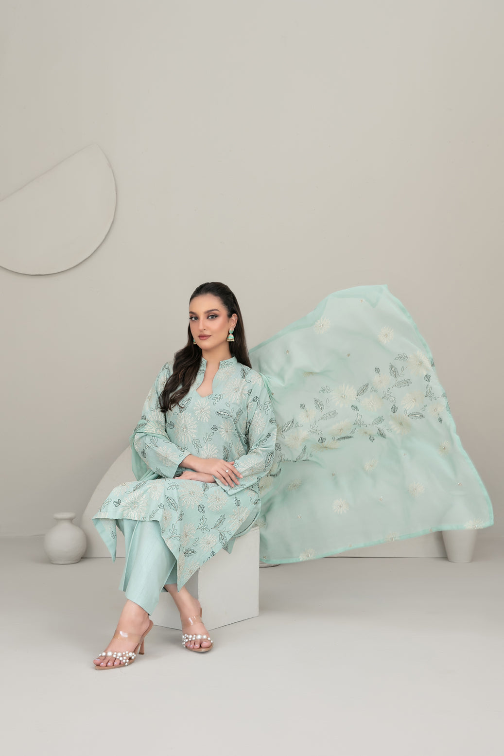 QAREENA 3pcs Un-Stitched Emb Karrandi [D-5262]