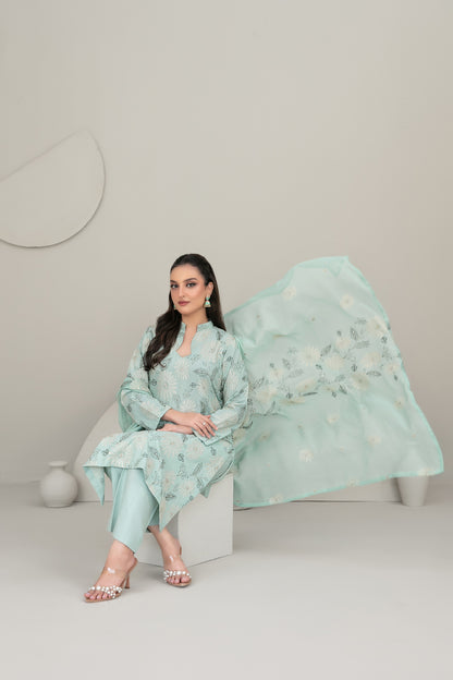 QAREENA 3pcs Un-Stitched Emb Karrandi [D-5262]