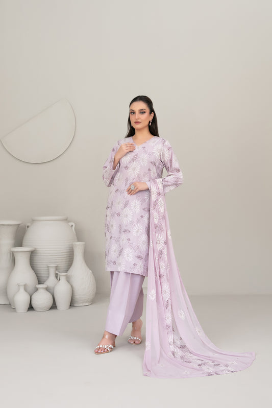 QAREENA 3pcs Un-Stitched Emb Karrandi [D-5261]