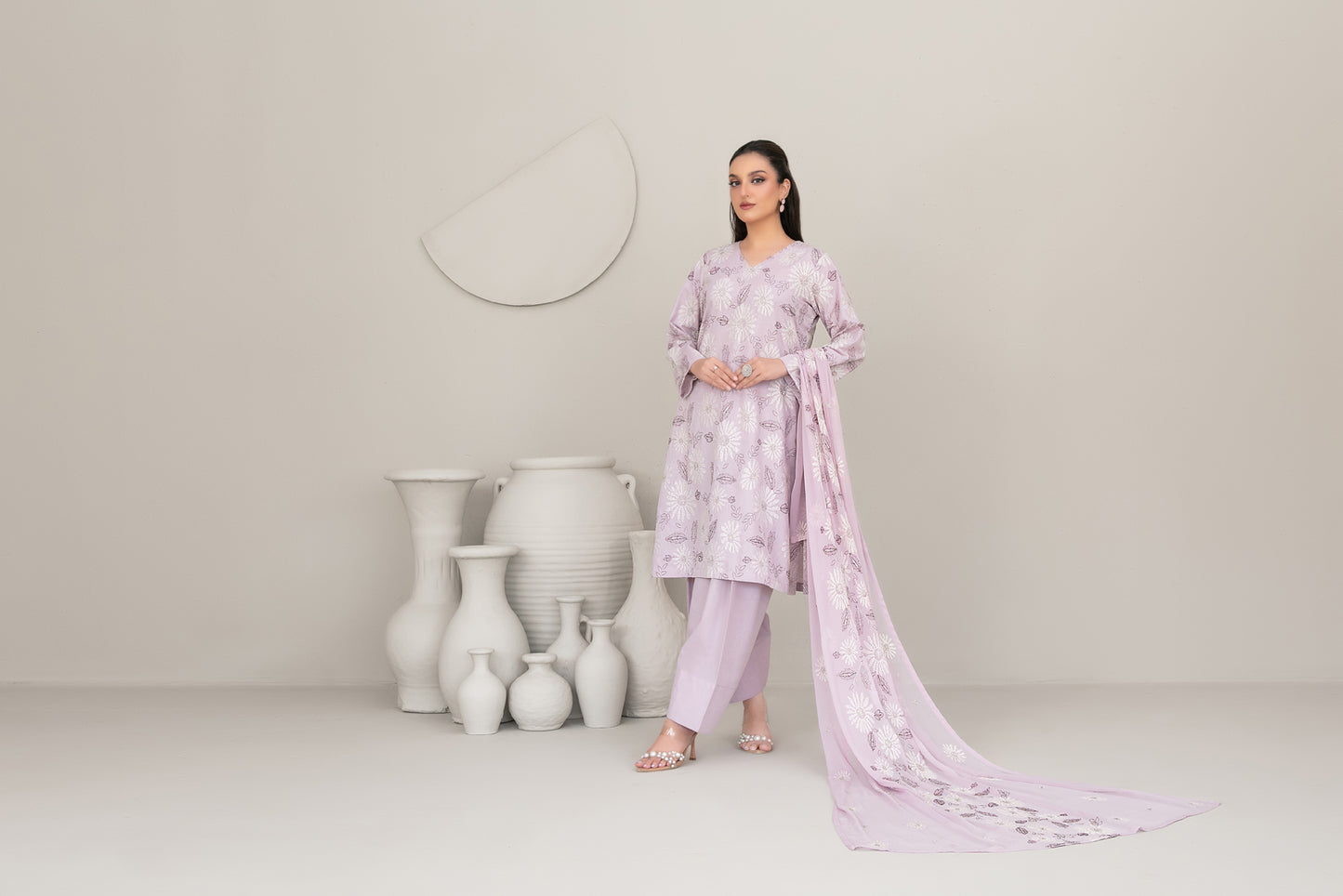 QAREENA 3pcs Un-Stitched Emb Karrandi [D-5261]