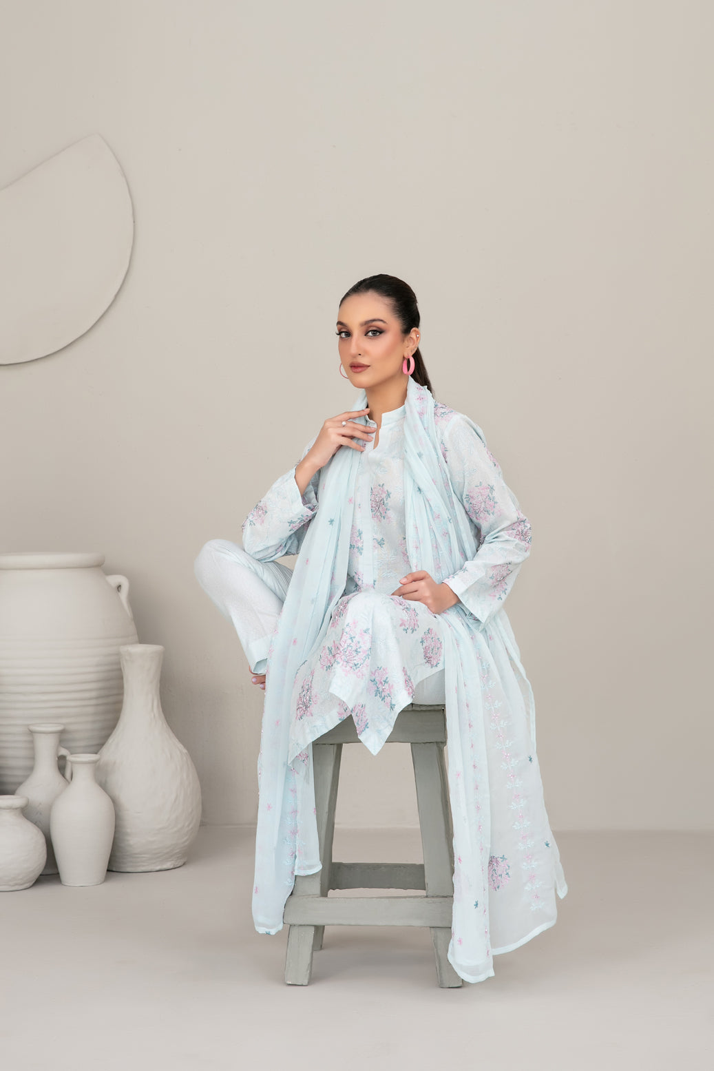 QAREENA 3pcs Un-Stitched Emb Karrandi [D-5269]