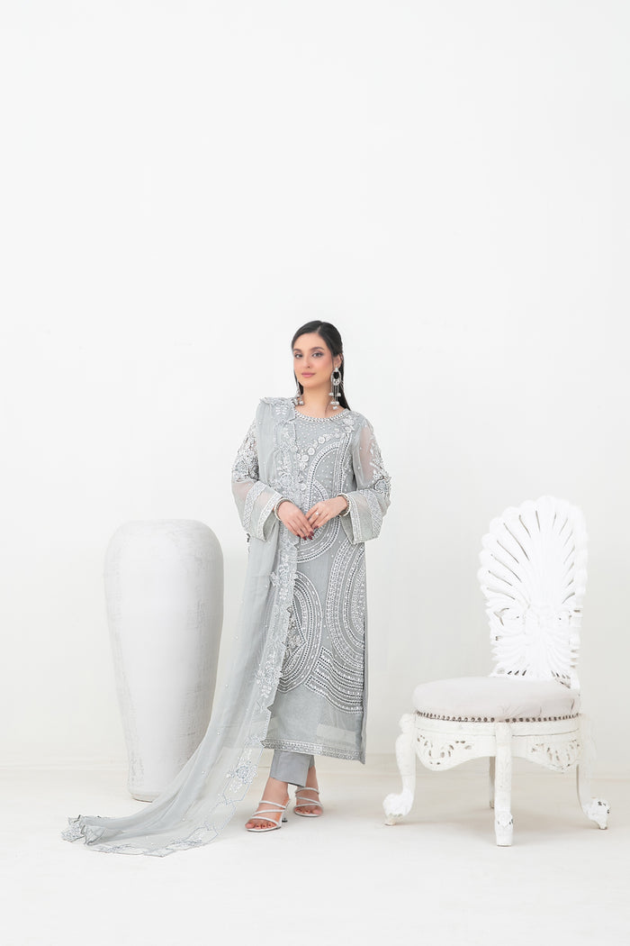 Ablah 3pcs Semi-Stitched Emb Chiffon [D-5384]